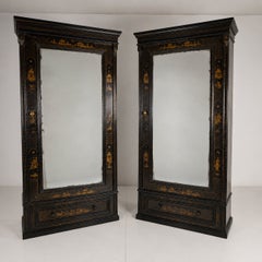 Pair of Chinoiserie Linen Cupboards / Wardrobes 19th Century