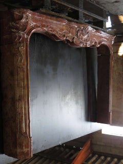 Authentic French antique Louis XV style marble fireplace mantel 1800s France