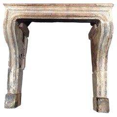French Antique Fireplace Louis XIV Period Mantel Limestone 1680s France