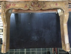 French Antique Fireplace Louis XV Style Mantel Handcarved 1800s Burgundy France