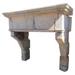 Rare French Antique Fireplace Louis XIII Period Hand-Carved 1600s Orleans France