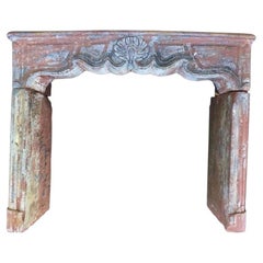 French Antique Fireplace Louis XV Style Handcrafted Sandstone 1800 Alsace France