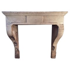 French Antique Fireplace Louis XIII Style Limestone Mantel Lorraine 1700s France