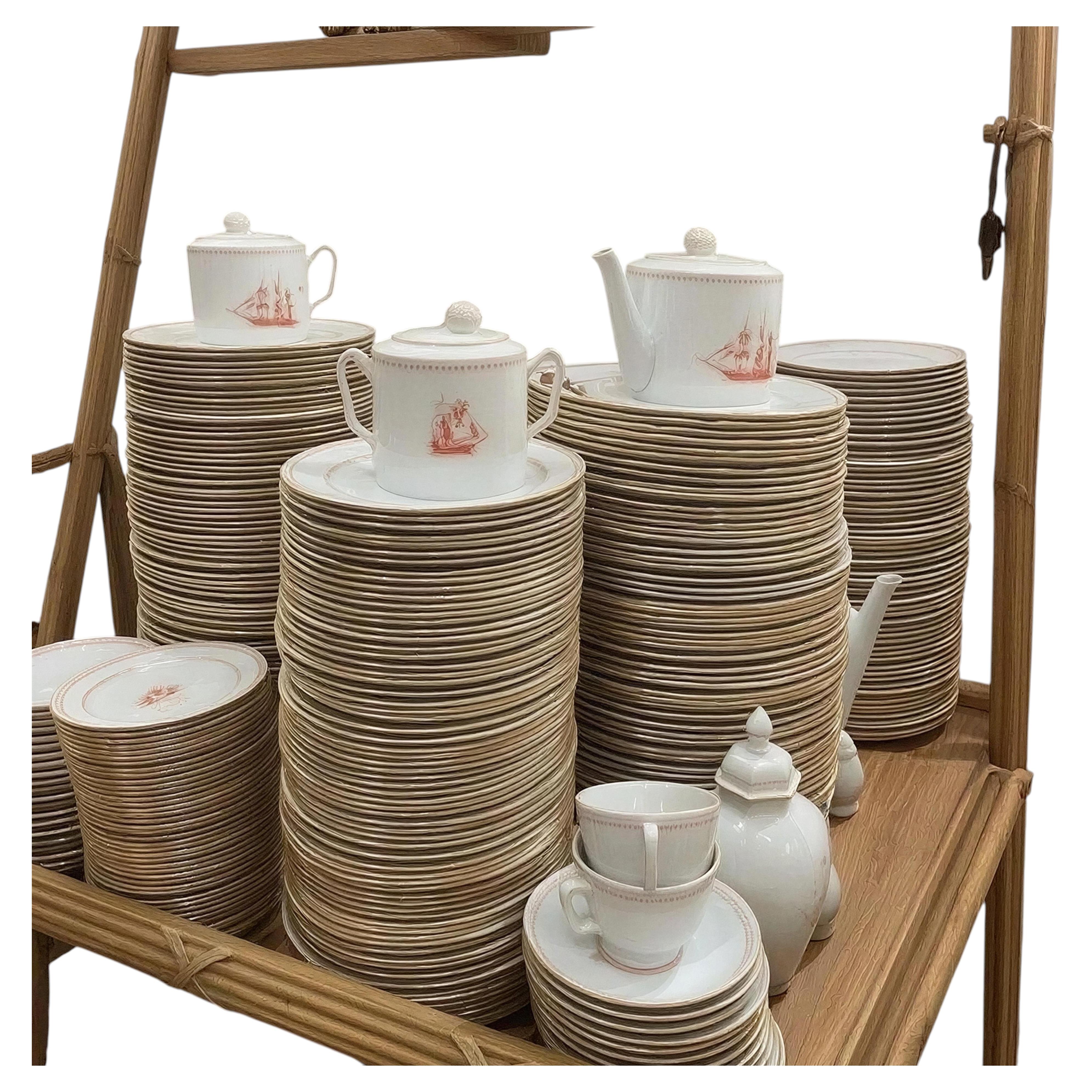 Pre-owned Spode Trade Winds Red Service For 48 Over 378 Pieces
