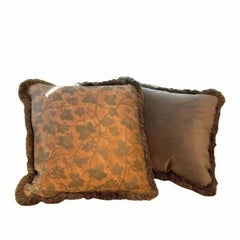 Large Fortuny Edera ivy down pillows peach orange rust color