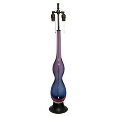 MCM tall Seguso Murano lamp by Flavio Polo purple fuschia