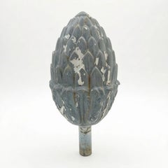 large antique set of 4 cast metal pineapple finials