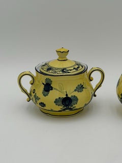 Ginori 1735 Oriente Italiano Citrono Covered Sugar Bowl and Creamer