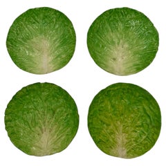 Set of Four Late 19th Century EB Napoli Italian Majolica Lettuceware Plates