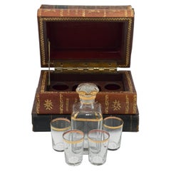 Late 19th Century French Leather Book Liquor Tantalus