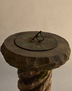 Bronze Sundial on Carved Stone Pedestal