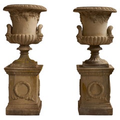 Cast Stone Figural Garden Urns