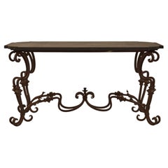 French Bluestone & Cast Iron Scroll Table