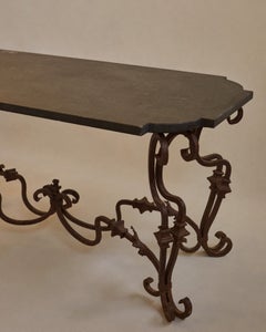 French Bluestone & Cast Iron Scroll Table