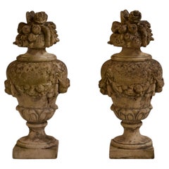 French Cast Stone Cornucopia Finials