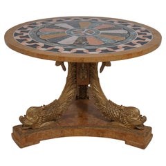 Stunning Italian Pietra Dura Marble Round Center Table