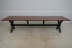 Large Cherry Primitive Trestle Style Dining Room Table