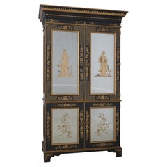 EJ VICTOR Mobile bar con ante a specchio in stile chinoiserie eglomisé