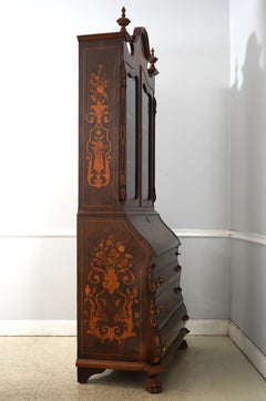 Vintage Italian Dutch-Style Marquetry Secretary Bookcase Desk circa 1920s