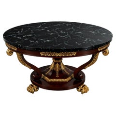 BAKER French Empire Round Faux Marble Top Center Table