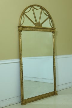 Friedman Brothers Arch Top Mirror, Gold Frame, Beveled Glass, 81\" H