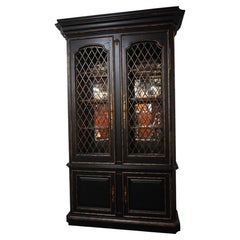 MARGE CARSON Monumental Black Painted Finish China Cabinet