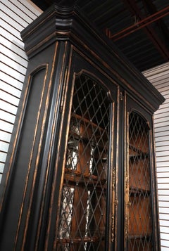 MARGE CARSON Monumental Black Painted Finish China Cabinet