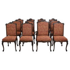 Set of 12 PAINE French Louis XV Walnut Dining Chairs