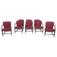 Set Of 8 Newly Upholstered Chippendale Mahogany Office Armchairs