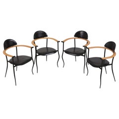 Set of 4 Arrben Stiletto “Marilyn” Postmodern Arm Dining Chairs, circa 1980s