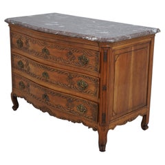 Antique 19th C. French Louis XV Marble Top Commode Chest