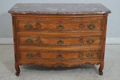 Antique 19th C. French Louis XV Marble Top Commode Chest