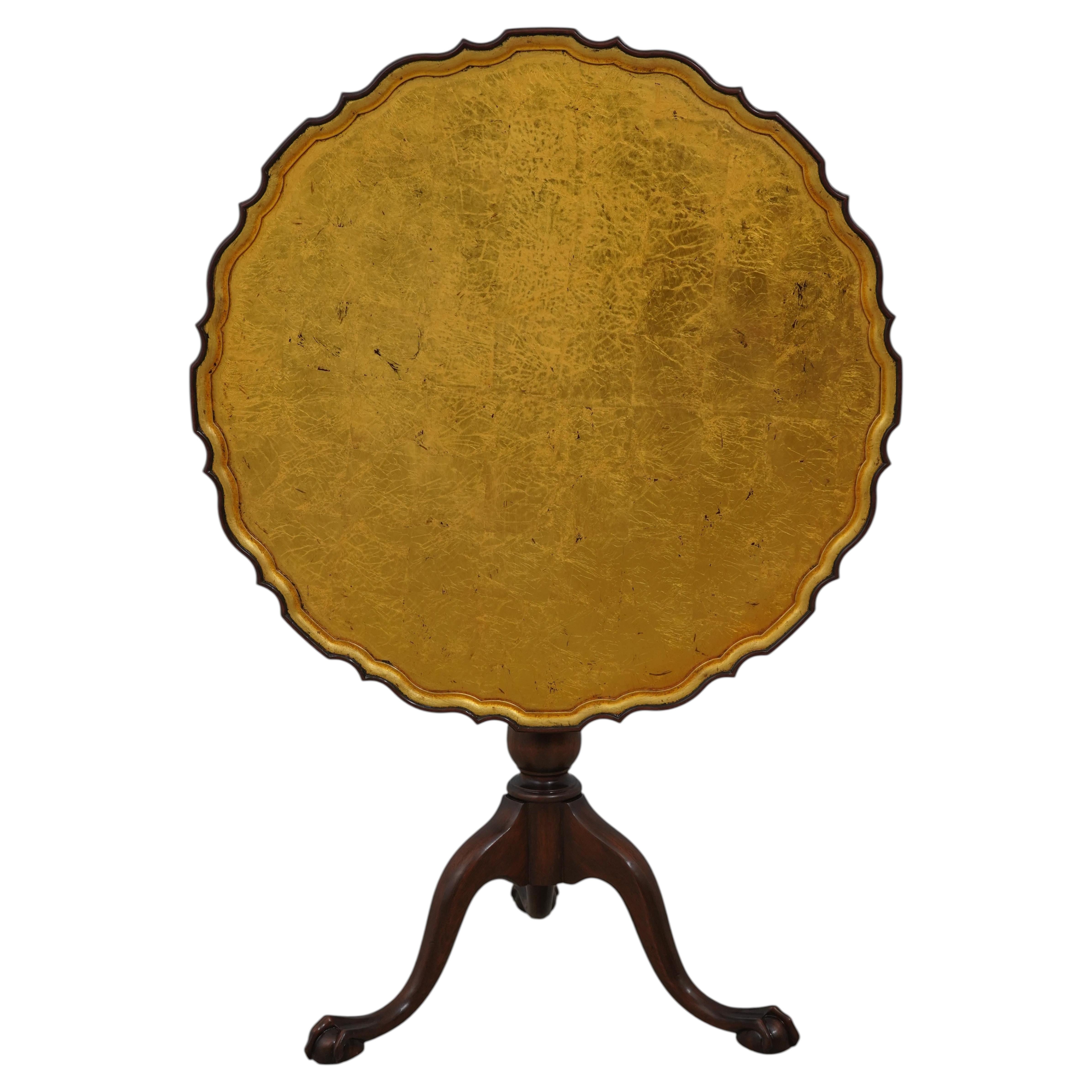 KITTINGER OD-953 Gold Gilt Top Clawfoot Mahogany Table For Sale