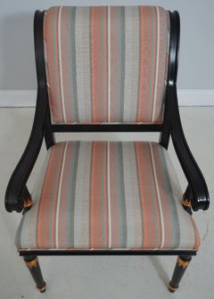 Set of 8 FABRIZI Black Upholstered Regency Dining Room Chairs