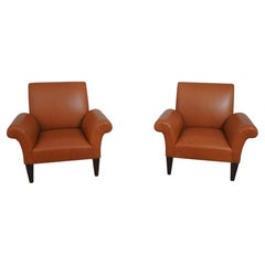 Pair Of GEORGE SMITH Butterfly Leather Club Chairs