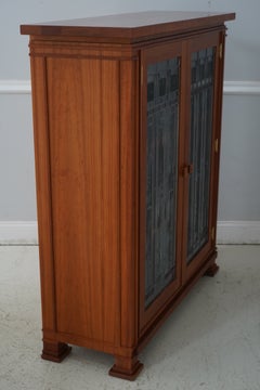 SWARTZENDRUBER Cherry Leaded Stained Glass Bookcase