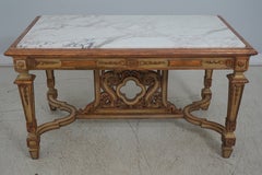 French Louis XV Vintage Marble Top Polychrome Center Table