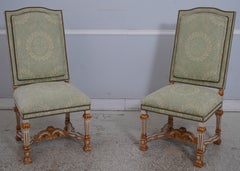 Set of 8 Vintage French Painted Finish Upholstered Dining Chairs