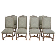 Set of 8 Vintage French Painted Finish Upholstered Dining Chairs