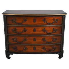 Monumental French Louis XV Commode Chest, Wood & Bronze Ormolu, 1980s