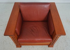 SWARTZENDRUBER Arts & Crafts Cherry Leather Cube Chair