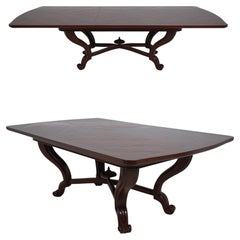 Emanuel Morez Mahogany Dining Table with Brass Inlay, 1990s