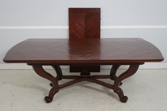 Emanuel Morez Mahogany Dining Table with Brass Inlay, 1990s