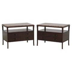 Pair BAKER Bill Sofield Modern Design Marble Top Nightstands