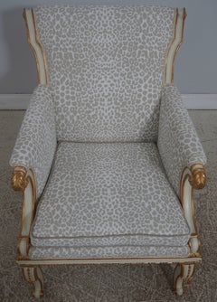 Pair Vintage French Louis XVI Newly Upholstered Lounge Chairs