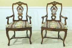 Set Of 8 Italian Walnut Cane Seat Dining Room Chairs