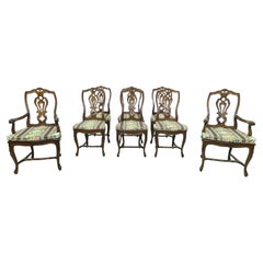 Set Of 8 Italian Walnut Cane Seat Dining Room Chairs