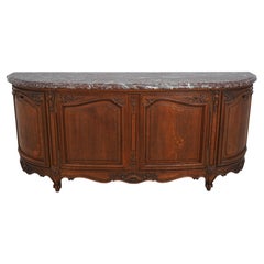 MAISON GOUFFE Vintage French Oak 4 Door Marble Top Console