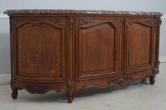 MAISON GOUFFE Vintage French Oak 4 Door Marble Top Console