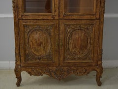 French Louis XIV Style Paint Decorated Corner Cabinet